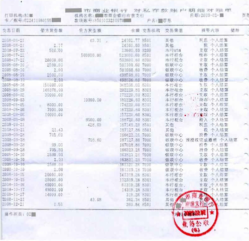 美国签证材料银行对账单样本及活期存折复印件样本